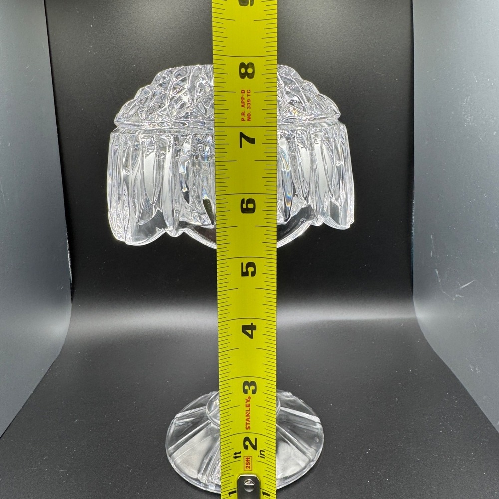 Pressed Glass Fairy Lamp Domed Shade Votive Candle Holder Clear Incl Dome & Base - Picture 11 of 12